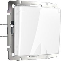 Розетка с заземлением без рамки Werkel 1-м. крышка шторки IP44 белый глянцевый картинка